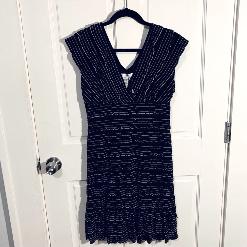 Studio M Ruffle Little Black Dress Black and White Ruffles NWT